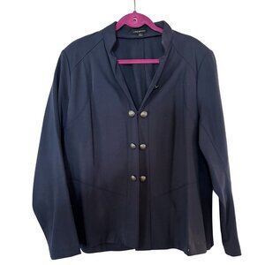 Lane Bryant Womens Jacket Navy Blue Size 20 Military Silver Buttons